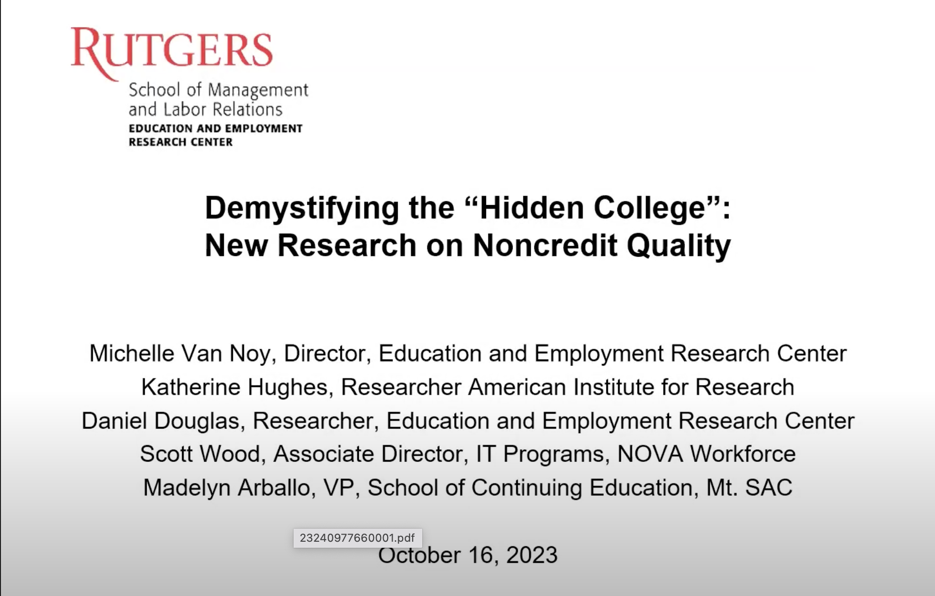 Image of Hidden College webinar