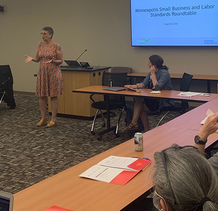 Janice Fine presents at 1st Minnesota Small Business Roundtable.