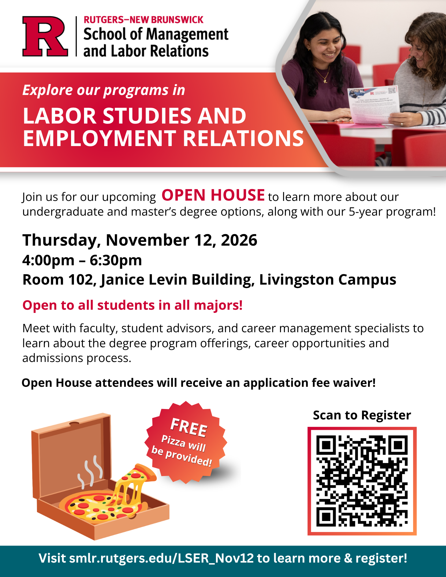 Graphic of Labor Studies and Employment Relations In Person Open House graphic