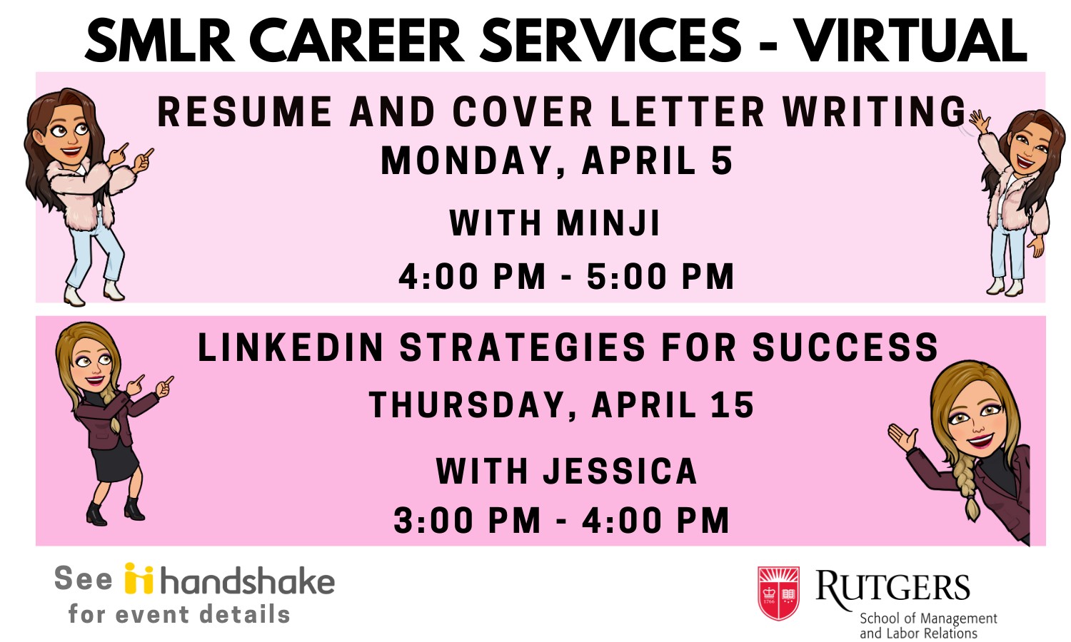 SMLR Career Services Webinars April 5 and April 15