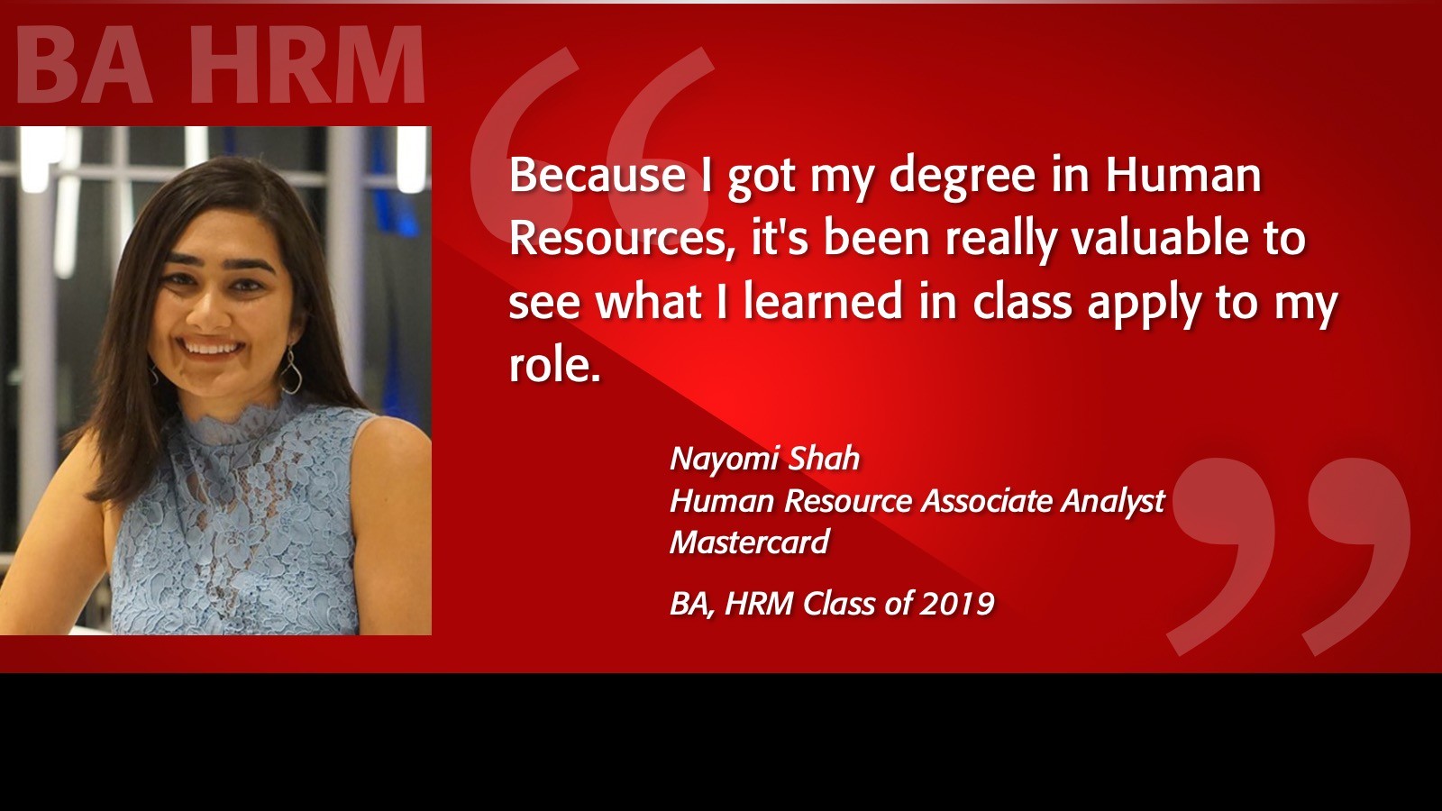 BA HRM Alumni Spotlight - Nayomi Shah
