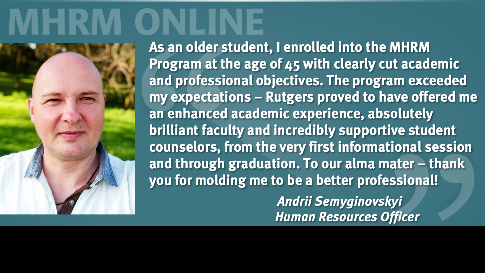 Image of Andrii Semyginovskyi testimonial for Online MHRM