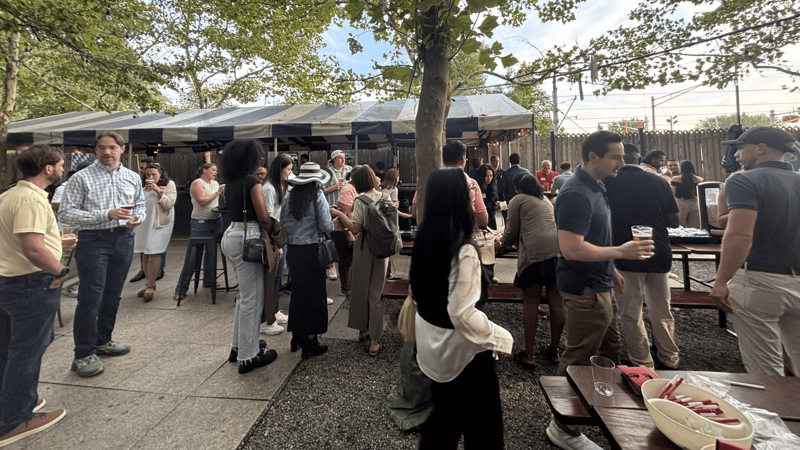 Image of SMLR Alumni socializing at Happy Hour event