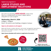Graphic of Labor Studies and Employment Relations In Person Open House graphic 