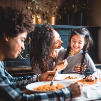 image of family eating lunch