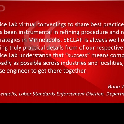 Quote from Brian Walsh J.D., Director, City of Minneapolis, Labor Standards Enforcement Division, Dept of Civil Rights