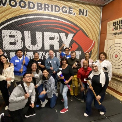 Image of axe-throwing social event